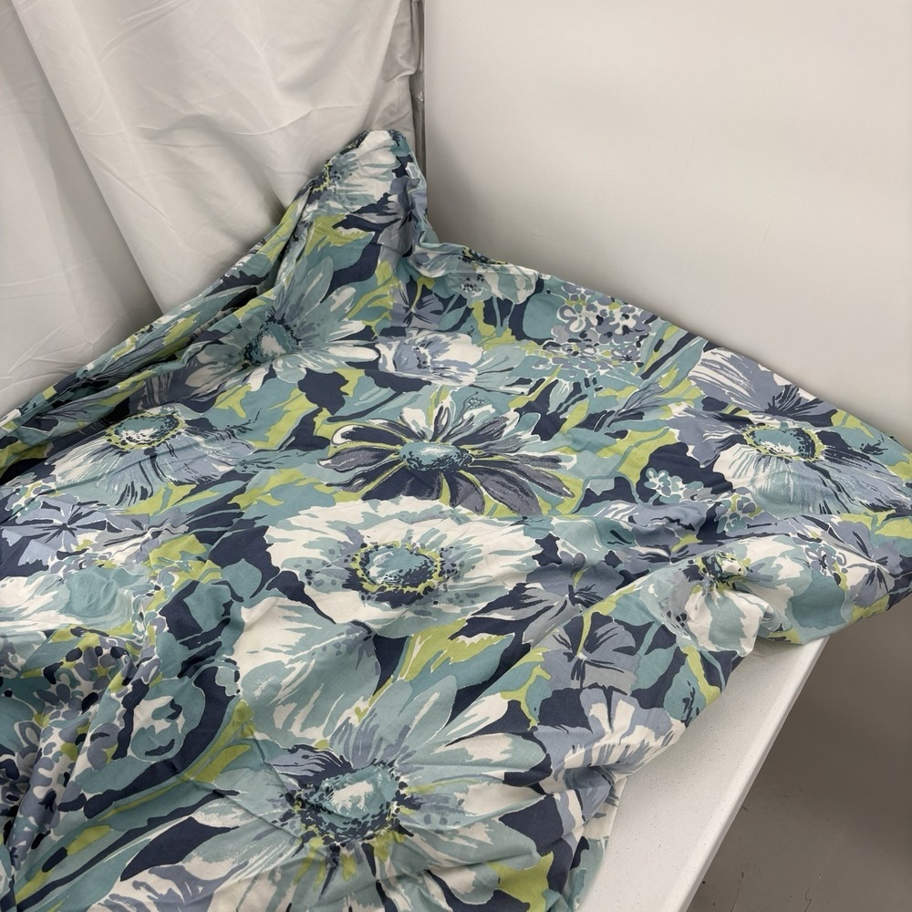 Pottery Barn Floral Blue Cotton Percale Duvet Cover And Standard Pillowcase F/Q